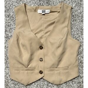 Madden NYC Vest Womens Size Small Brown Beige Suiting Fashion Cropped